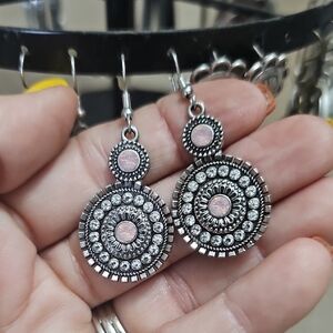 Paparazzi Silver and Pink Statement Earrings